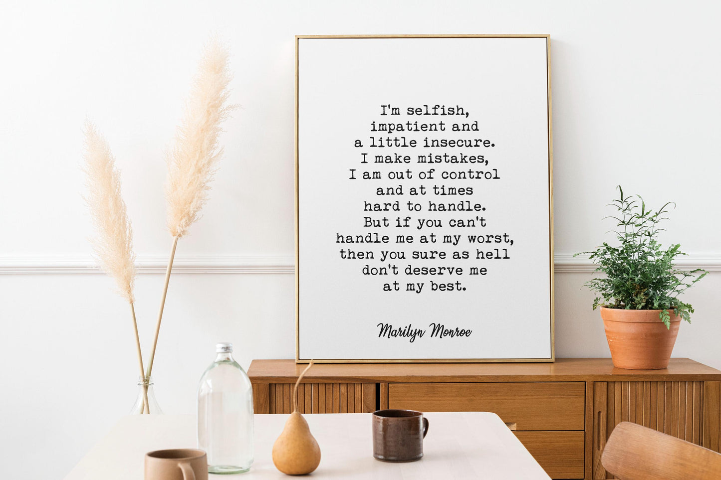 Marilyn Monroe Quote Print Iconic Self Love Wall Art, Feminist Typewriter Style Poster