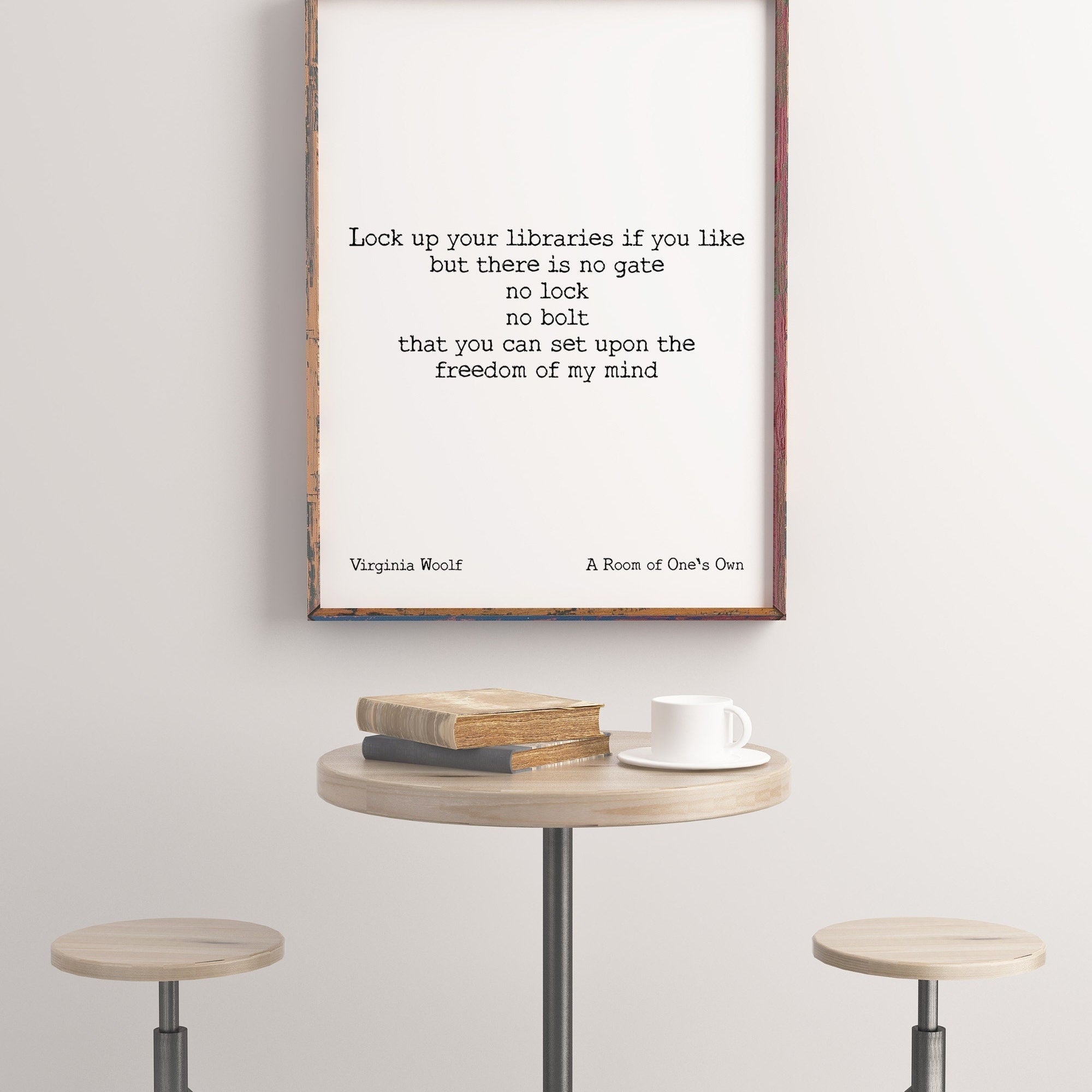 Virginia Woolf Unframed Wall Art Print, Freedom Of My Mind Quote A Room of One's Own