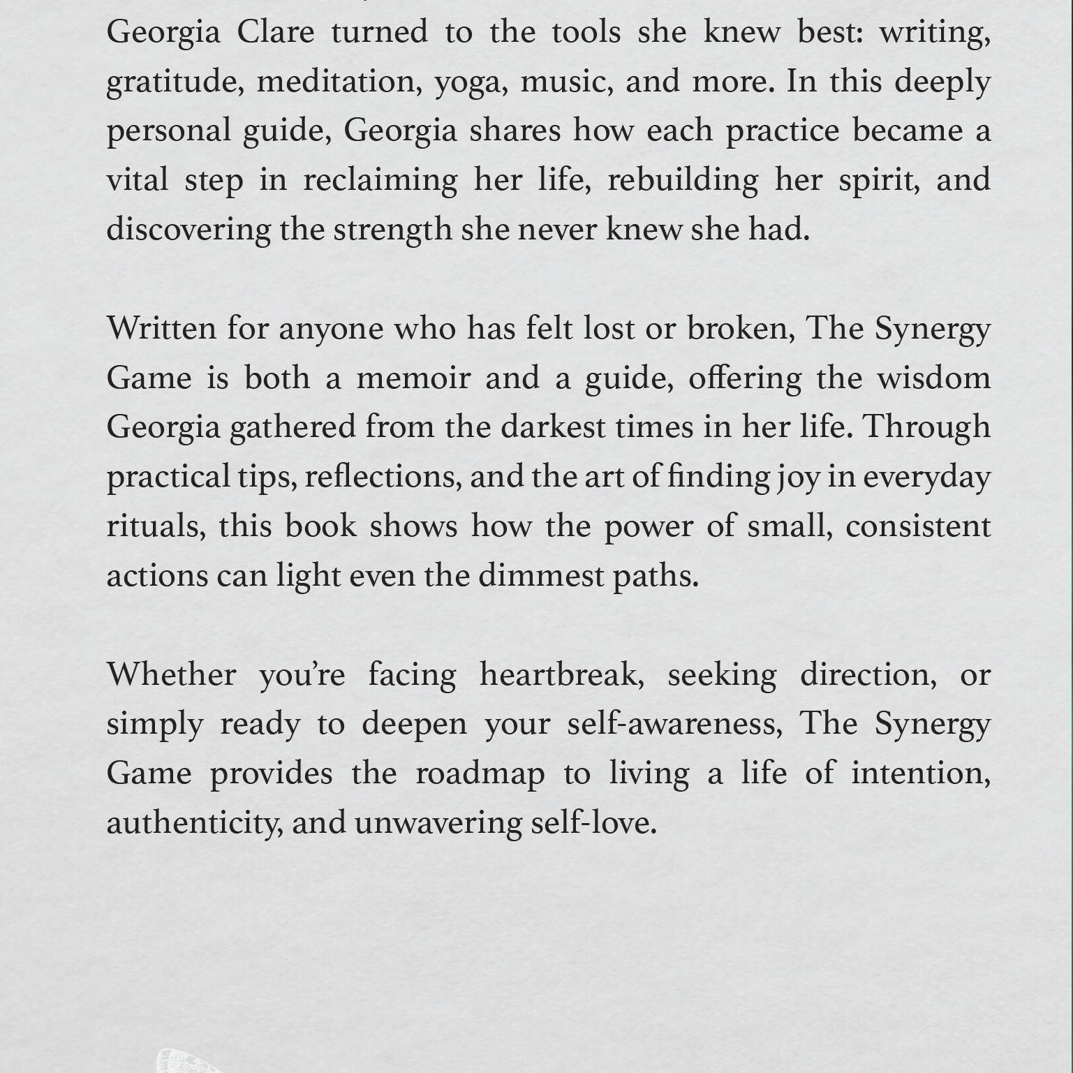 The Synergy Game – Signed Copy by Georgia Clare | Healing After Divorce, Transformation & Midlife Rebirth Book