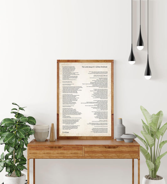 T.S. Eliot Poem Print – The Love Song of J. Alfred Prufrock | Vintage Style Literary Wall Art | Modernist Poetry Home Decor