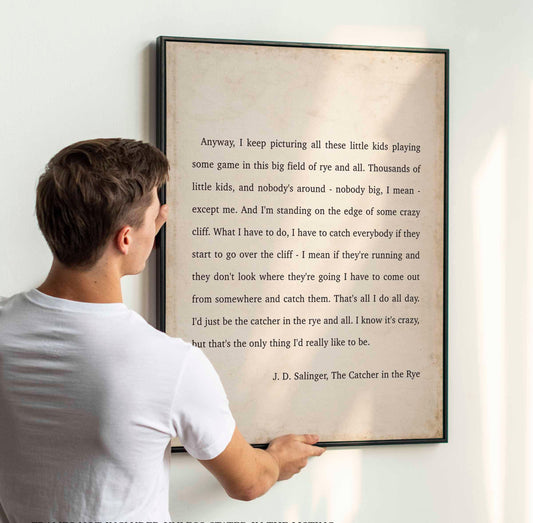 Catcher in the Rye J D Salinger Quote Print, Minimalist Wall Decor Wall Art Prints
