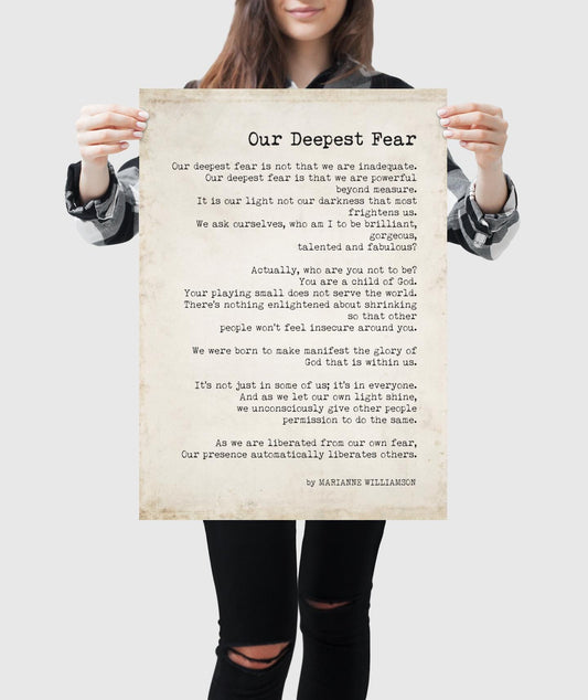 Our Deepest Fear Quote Print Marianne Williamson