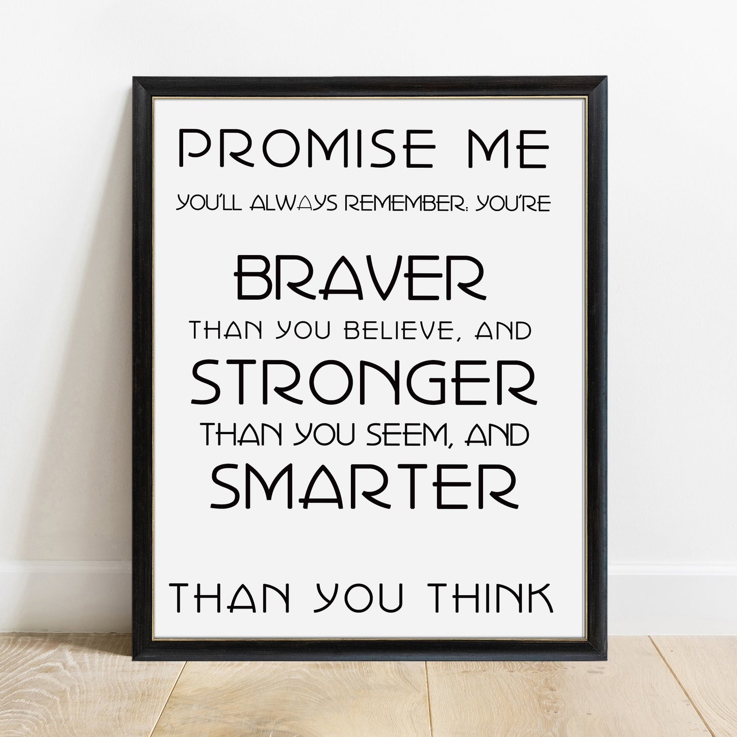 Promise me braver stronger smarter Winnie the Pooh print in a black frame, alternate