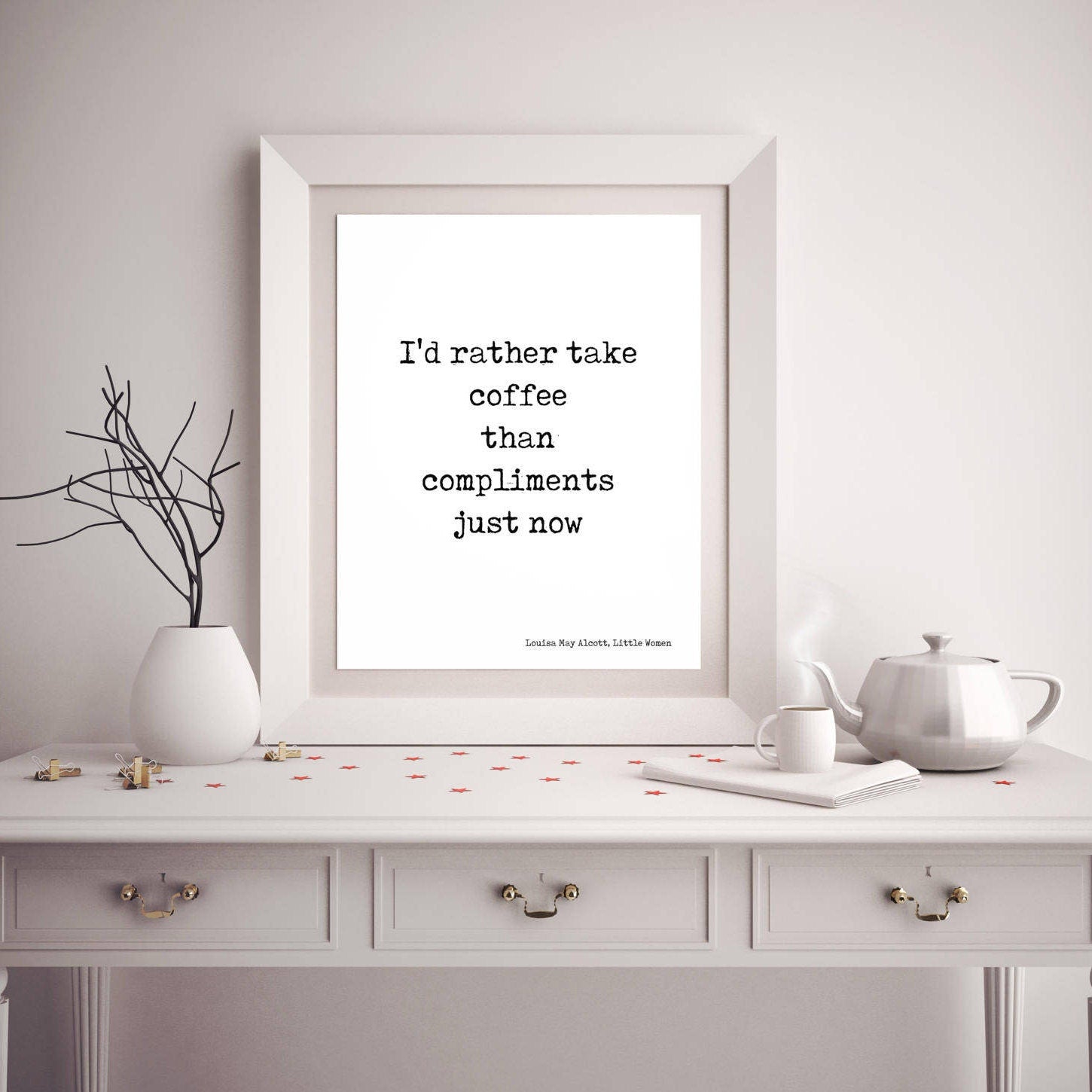 Little Women COFFEE Quote Wall Art Print, Coffee Decor for Kitchen LM Alcott Print