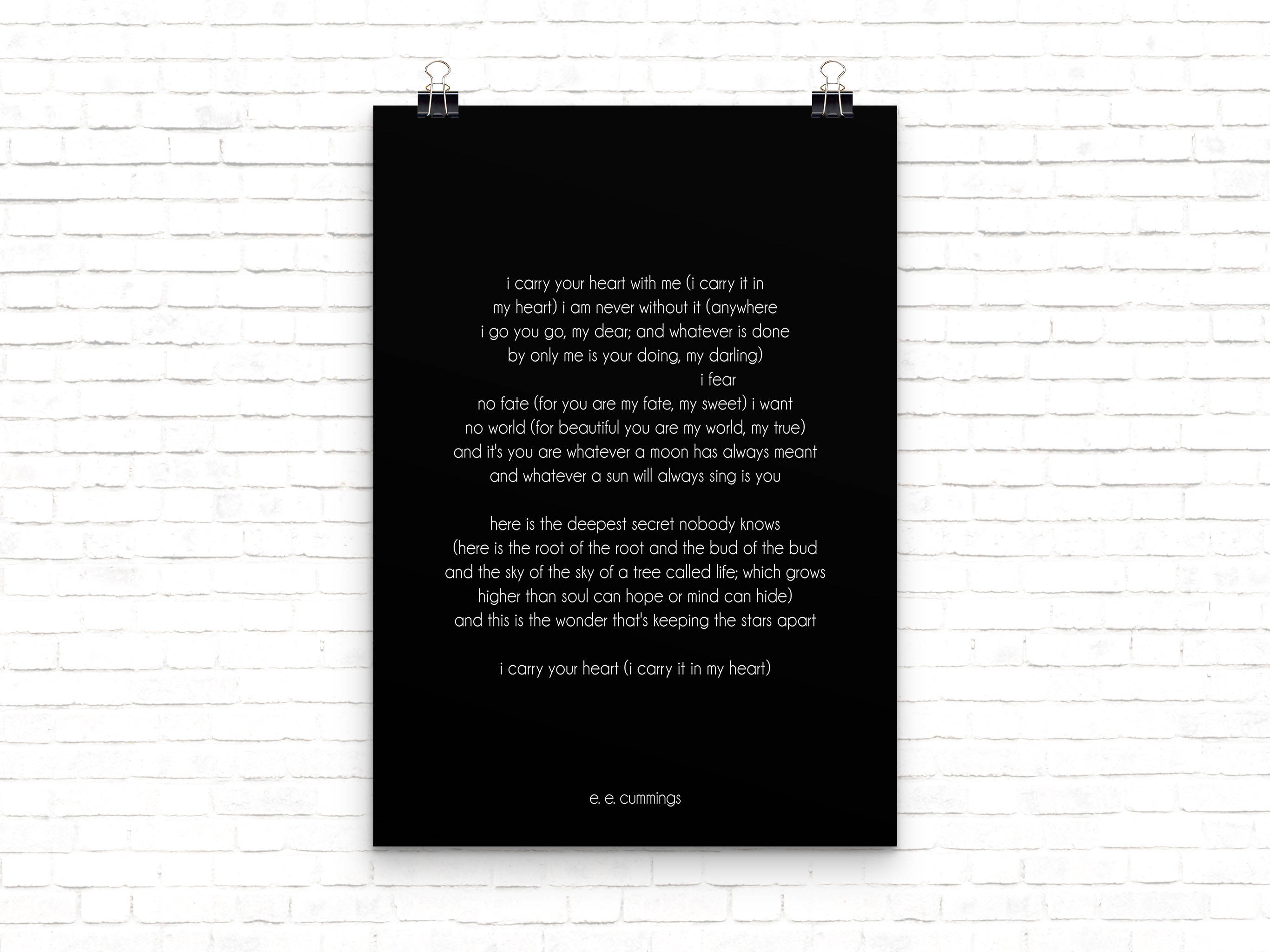 i carry your heart poetry quote art - BookQuoteDecor