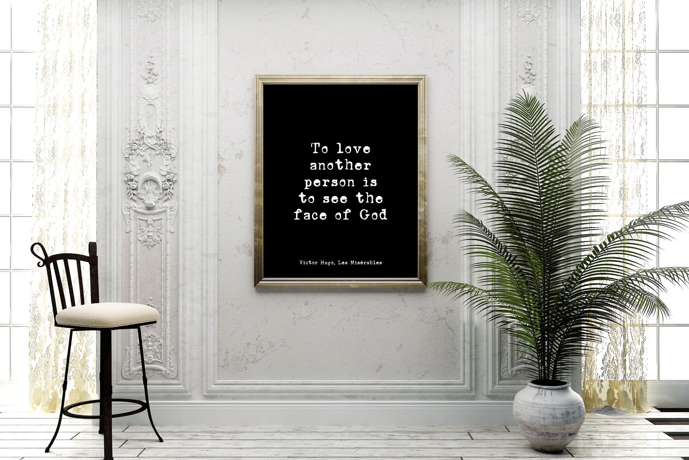 Victor Hugo Quote from Les Miserables, Love Quote Anniversary Gift Idea, Unframed Print, To Love Another Is To See The Face Of God - BookQuoteDecor