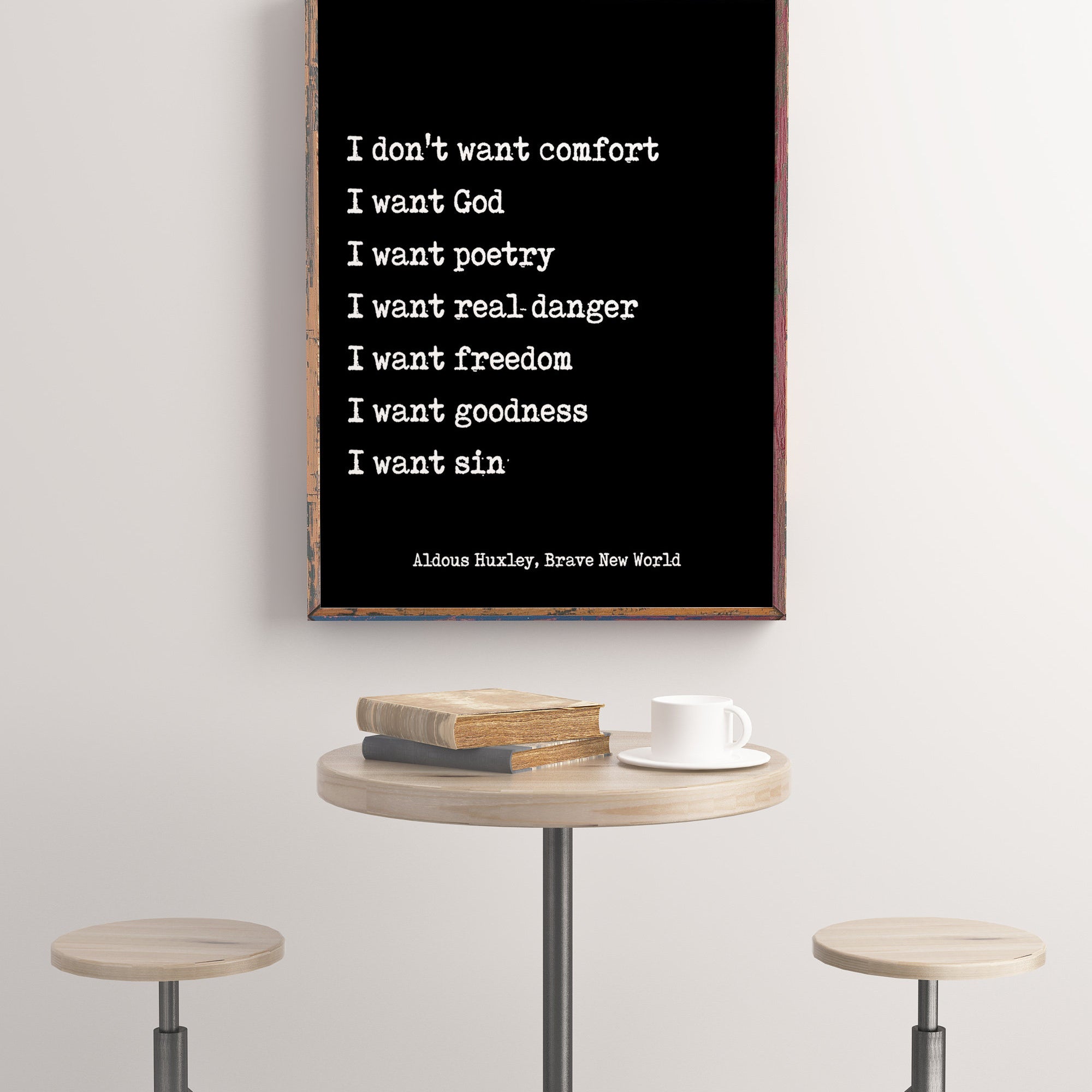 Aldous Huxley, Brave New World Quote Print - BookQuoteDecor