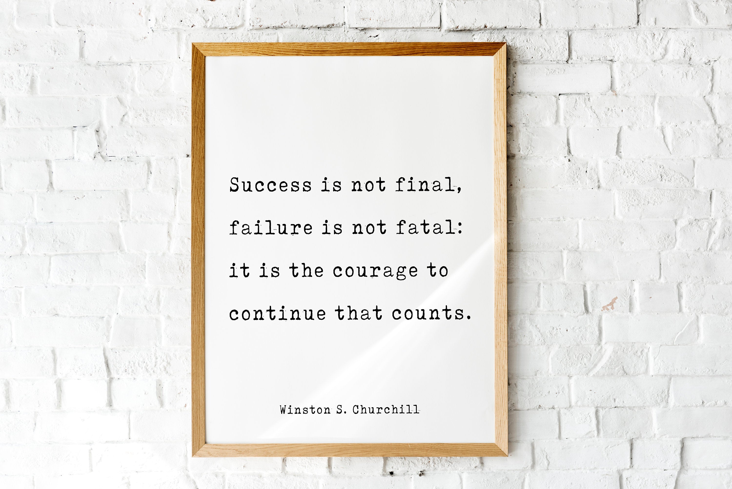 Winston Churchill  Quote Print, Success Is Not Final, Failure Is Not Fatal Life Quote Modern Minimalist Art Inspirational, Unframed print - BookQuoteDecor