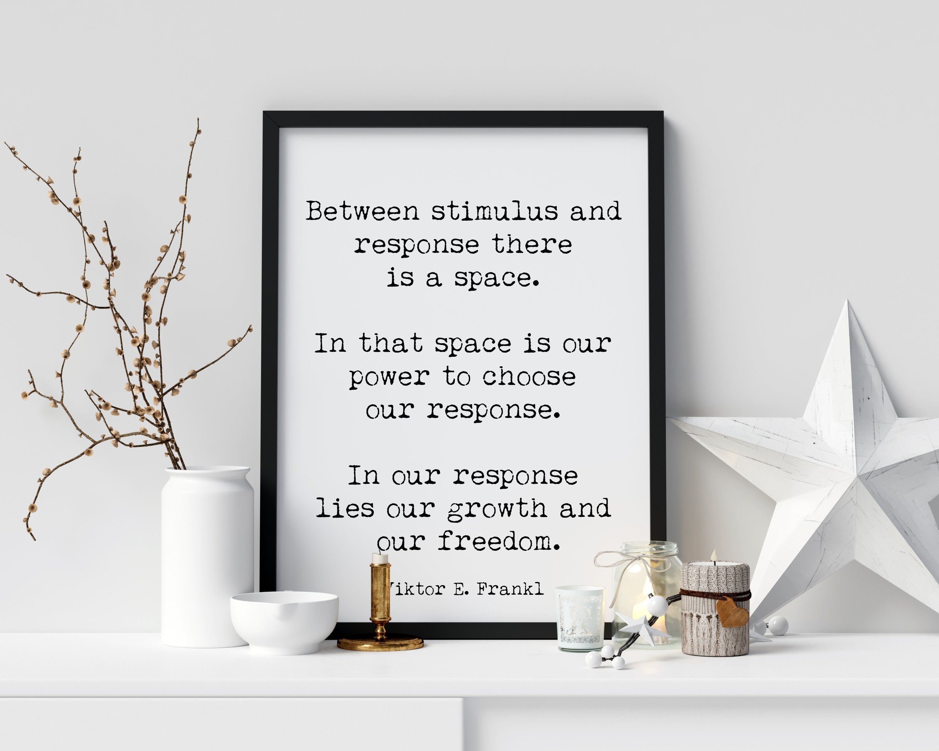 Viktor Frankl Quote Print, Between Stimulus And Response There Is A Space Wall Art Print, Philosophy Art Print, Unframed - BookQuoteDecor