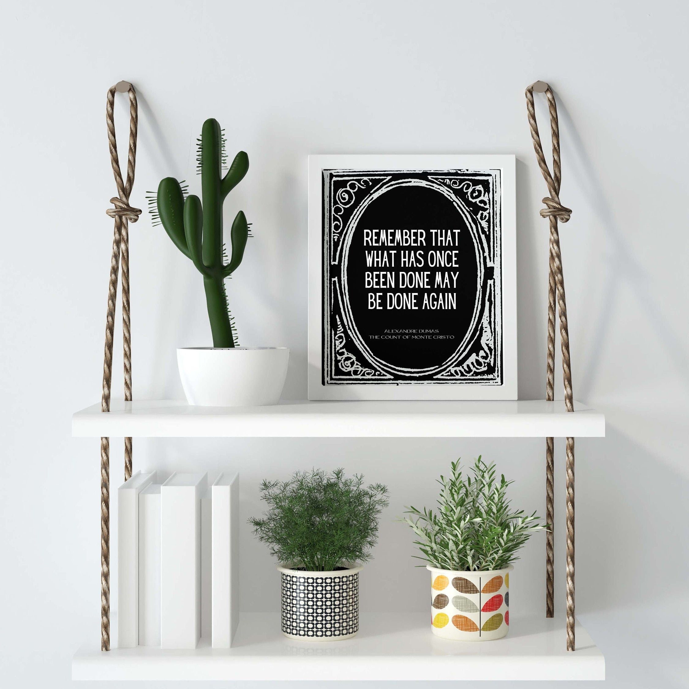 Alexandre Dumas The Count of Monte Cristo Quote Print, Office Wall Decor Black & White Art