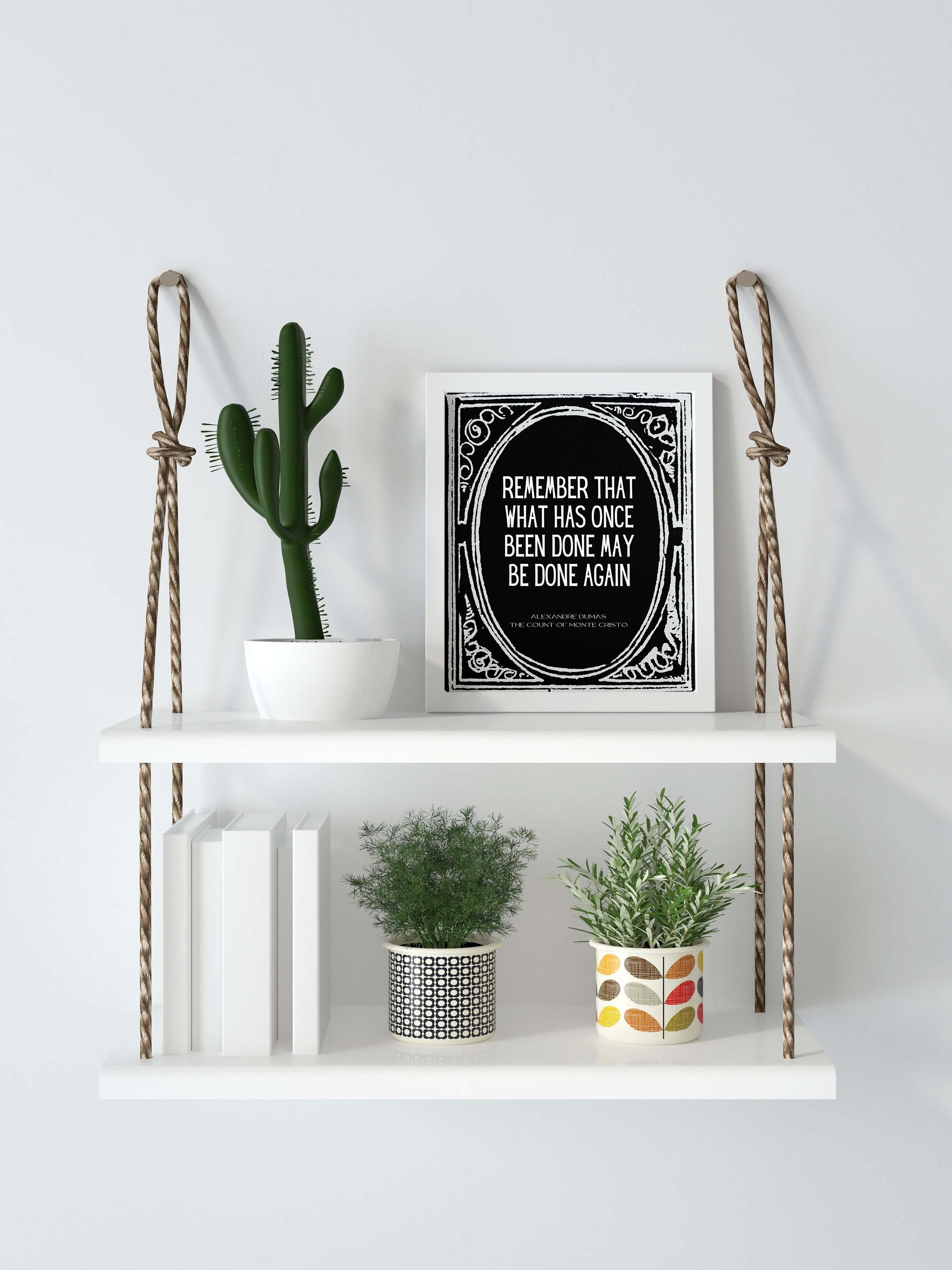 Alexandre Dumas The Count of Monte Cristo Quote Print, Office Wall Decor Black & White Art
