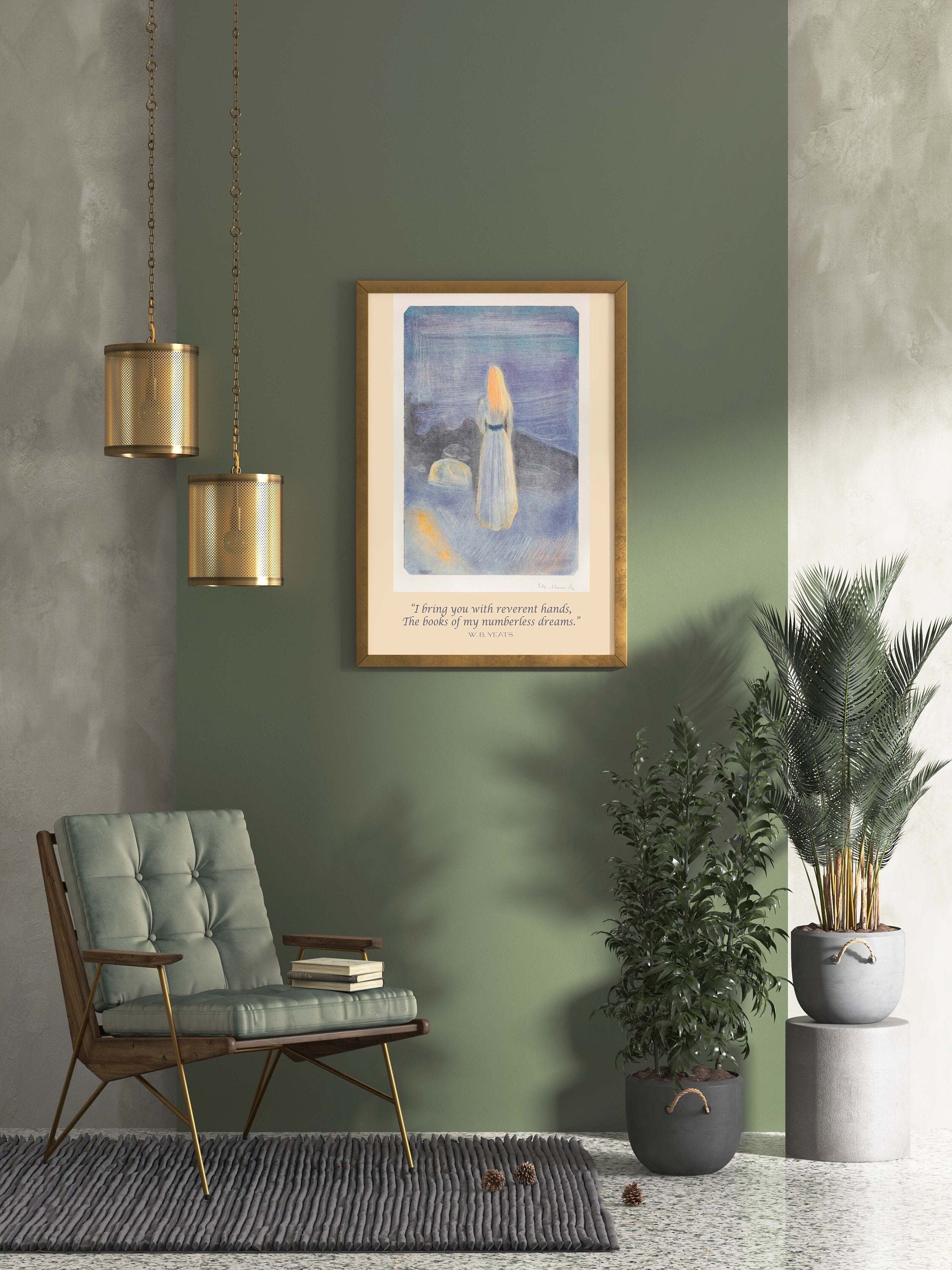 W. B. Yeats Quote, Edvard Munch Unframed Fine Art Prints - Young Woman On The Beach