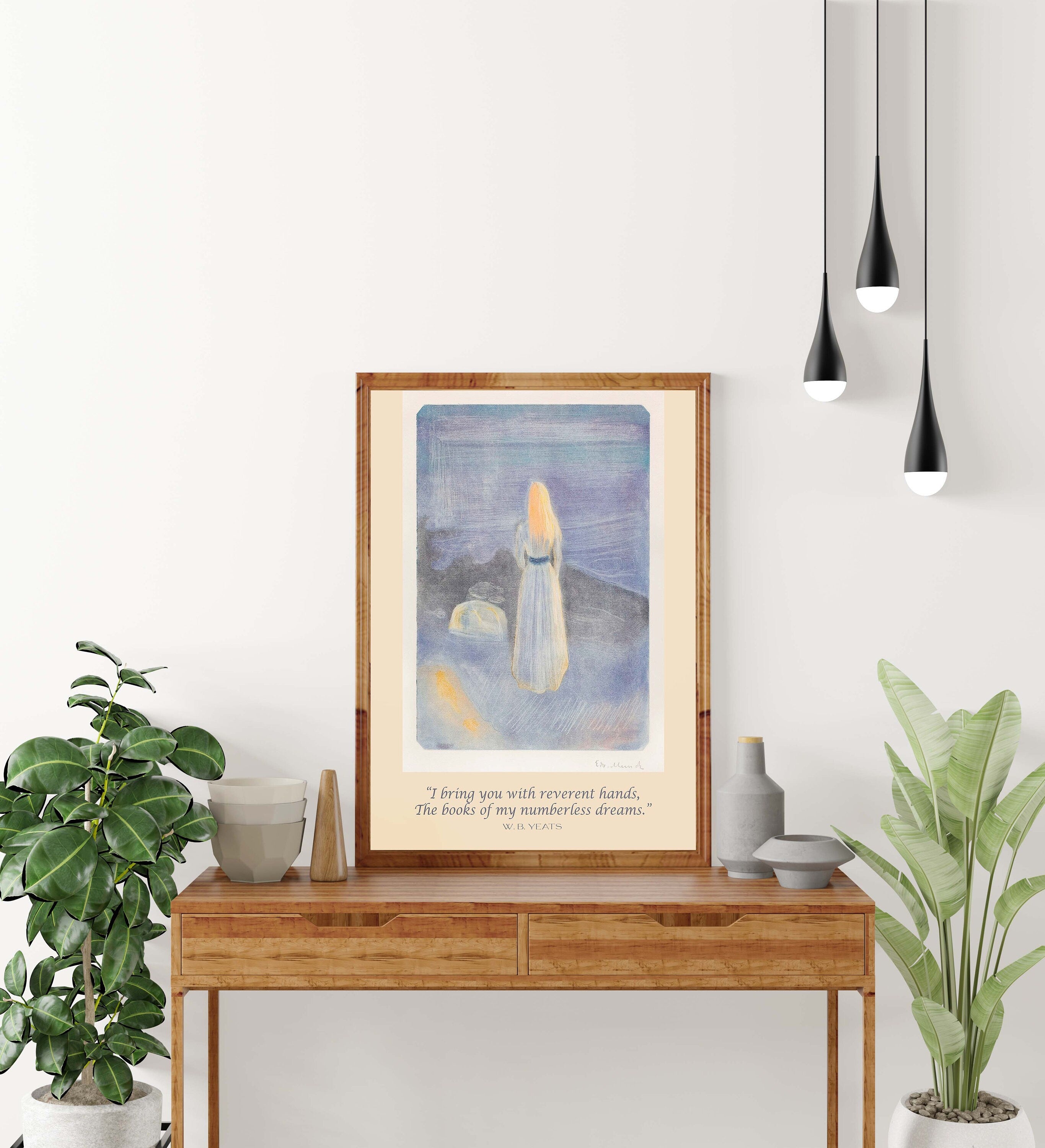 W. B. Yeats Quote, Edvard Munch Unframed Fine Art Prints - Young Woman On The Beach