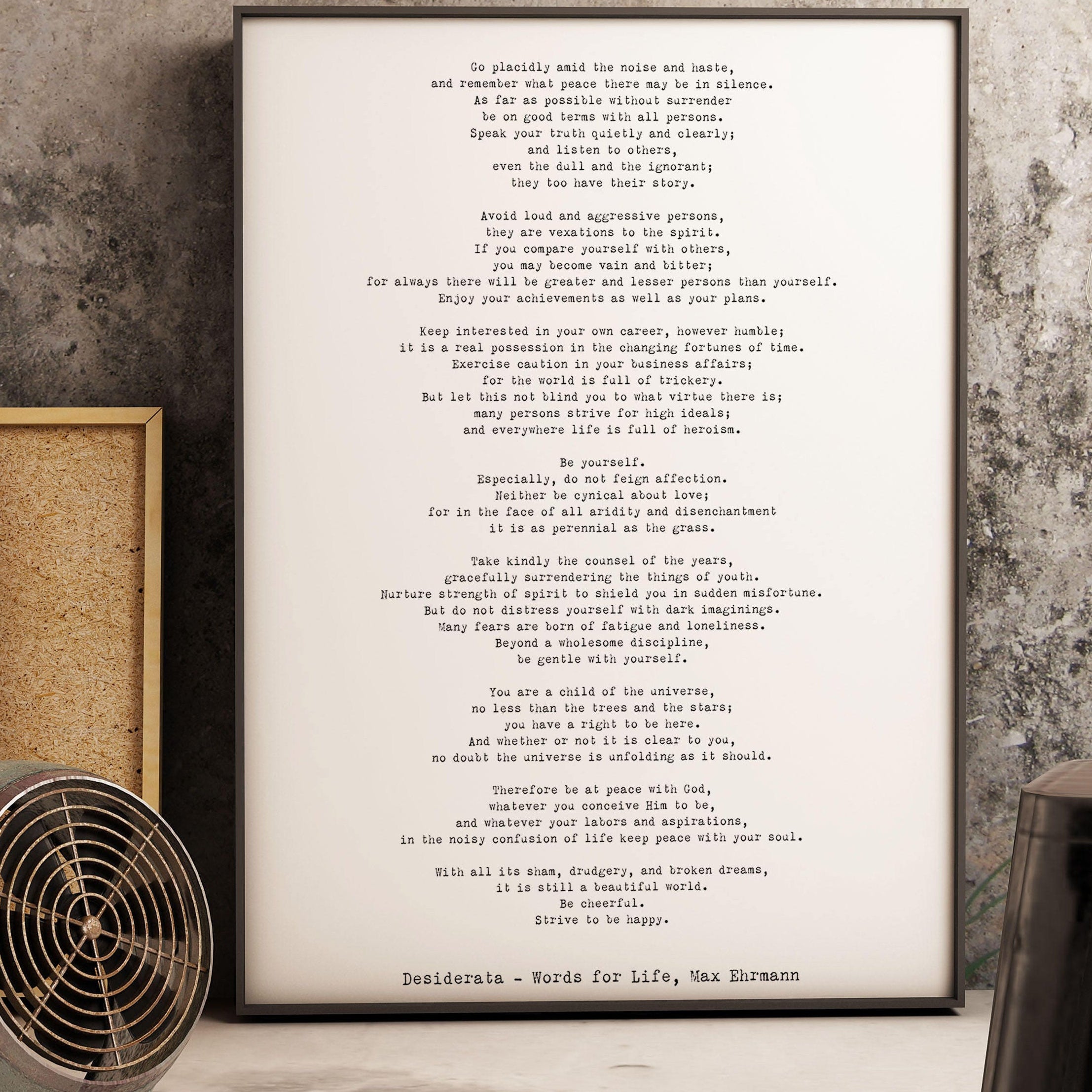 Print Desiderata Framed, 12x16 poem print