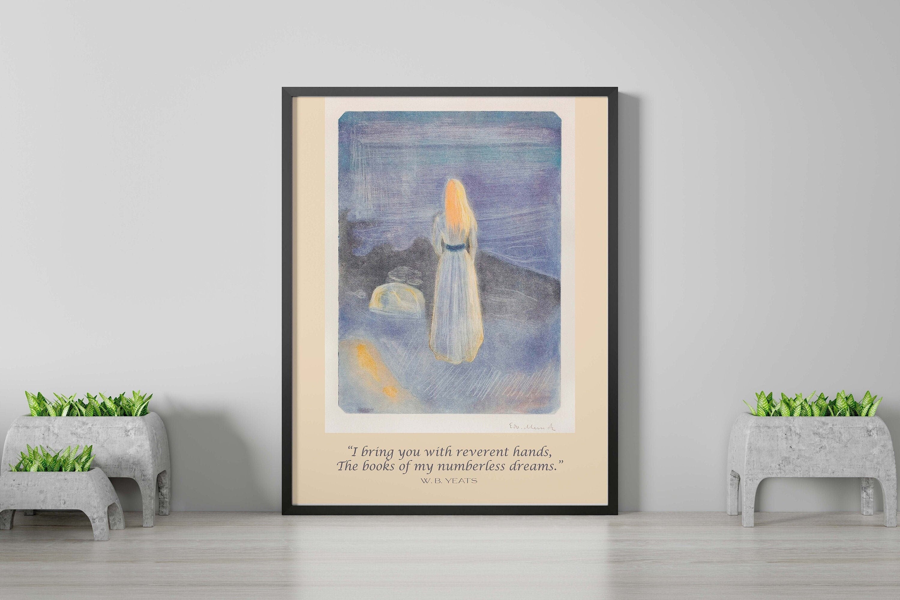 W. B. Yeats Quote, Edvard Munch Unframed Fine Art Prints - Young Woman On The Beach