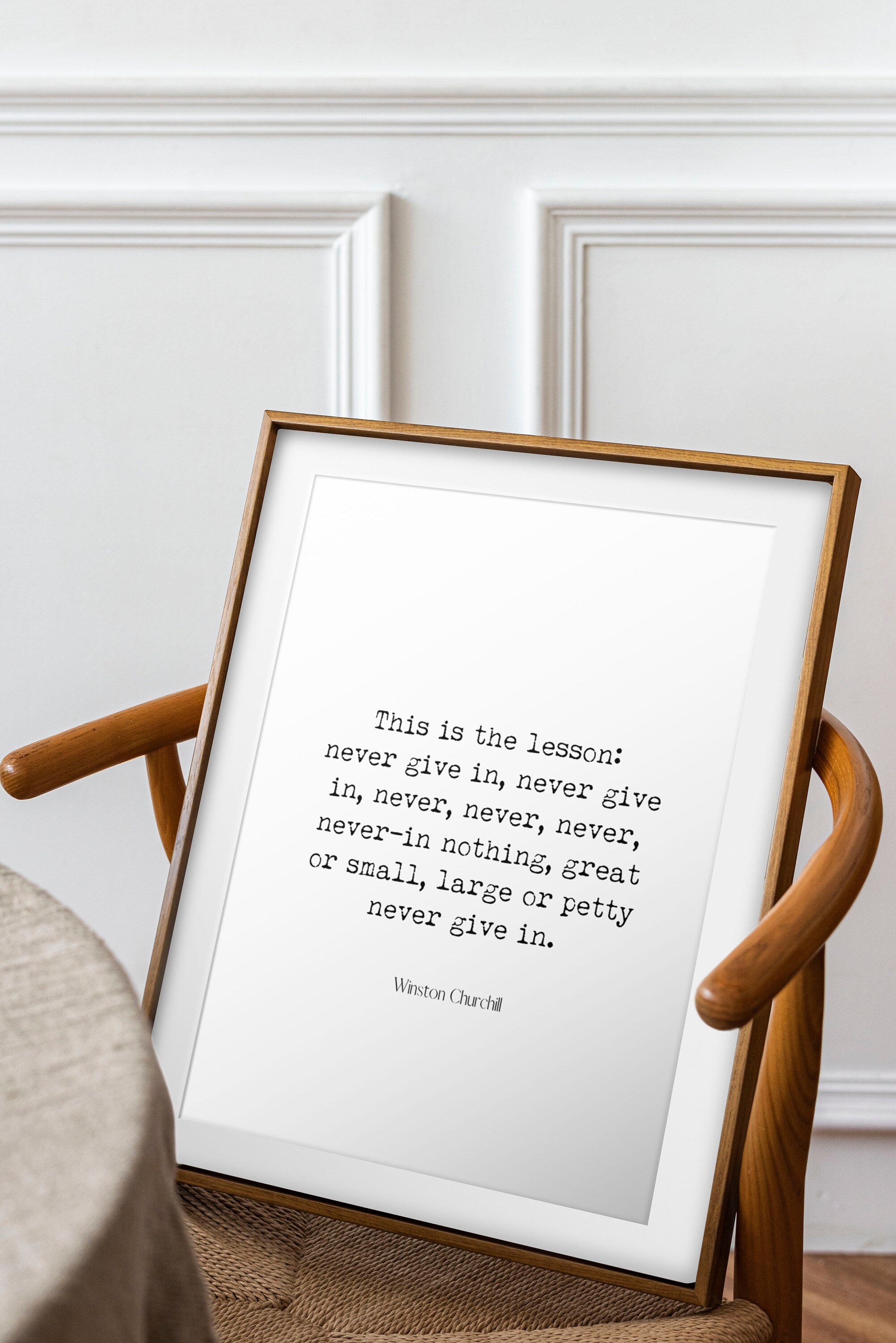 Winston Churchill Quote Print, Never Give In