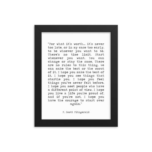 F Scott Fitzgerald Framed Art - BookQuoteDecor