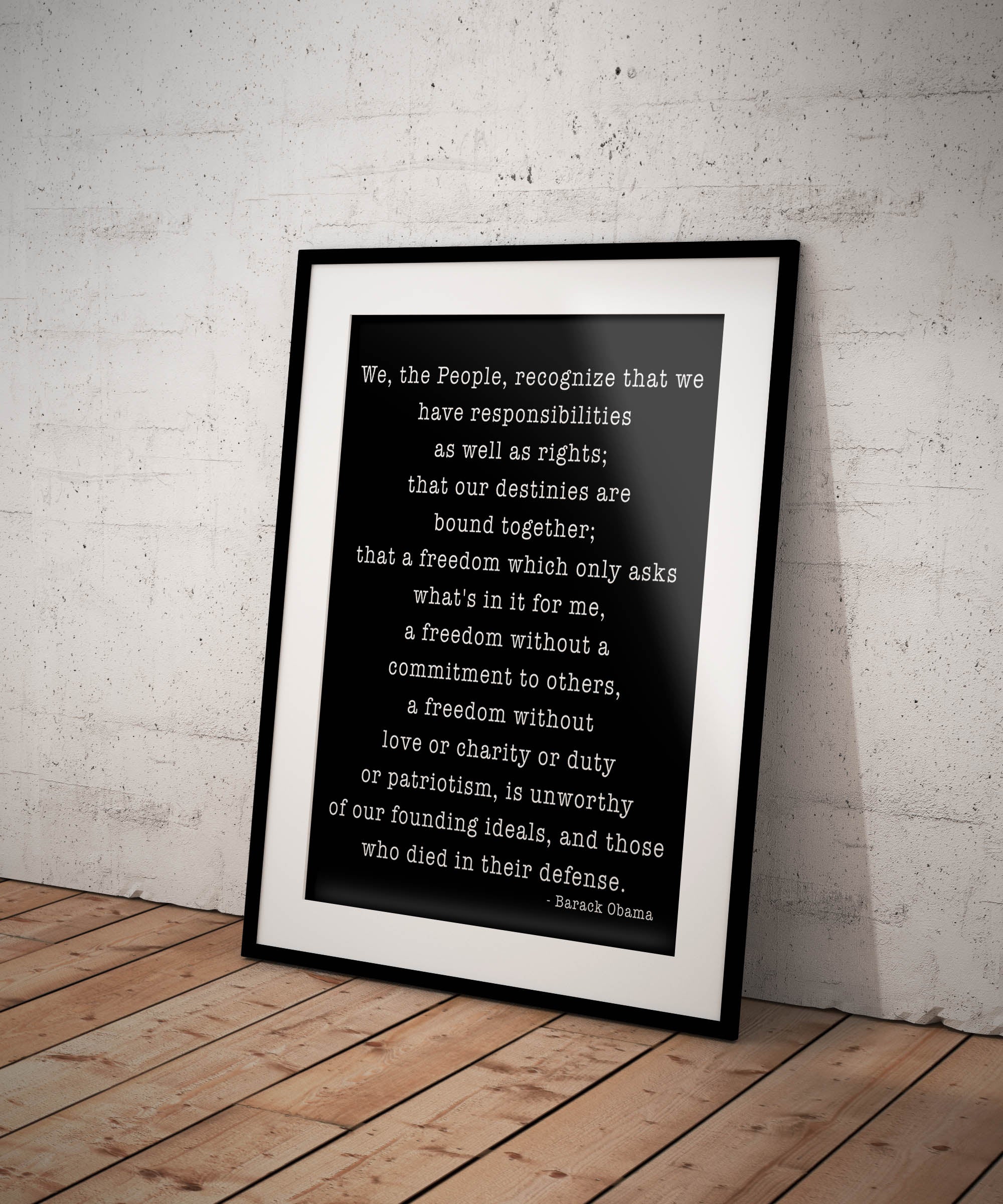 Barack Obama We The People Quote Print Civic Responsibility Wall Decor