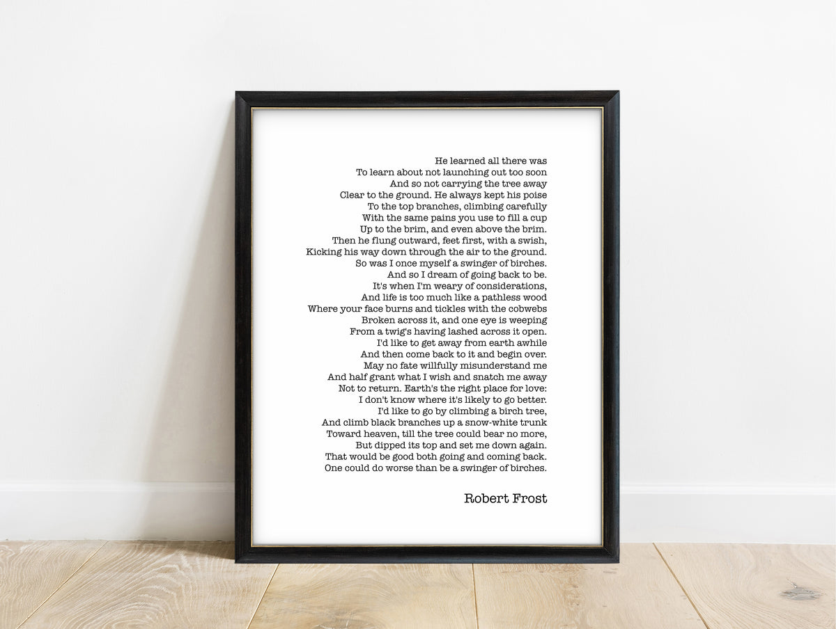 Robert Frost Birches set, part two print with the second half of the poem