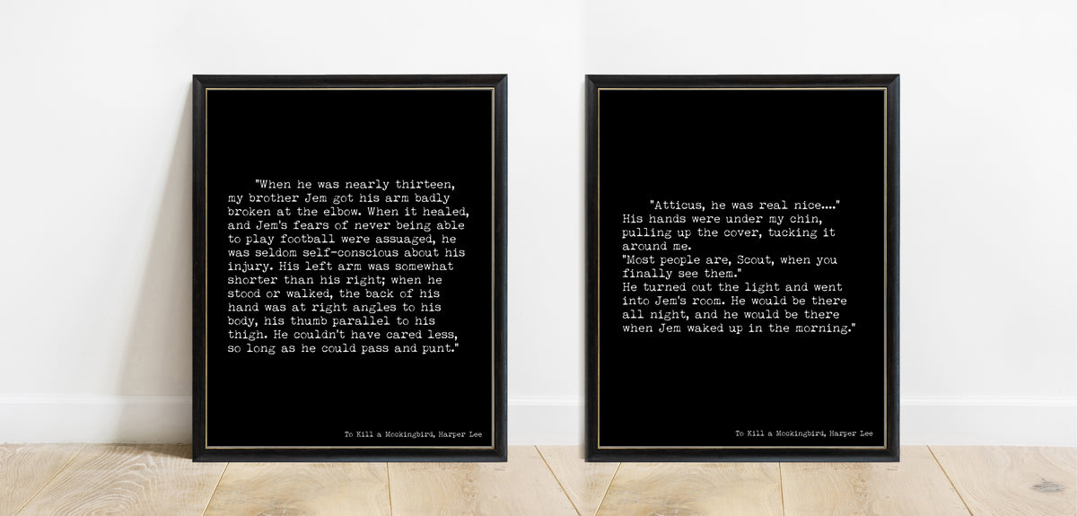 Harper Lee To Kill a Mockingbird first and last lines prints, set of 2 framed
