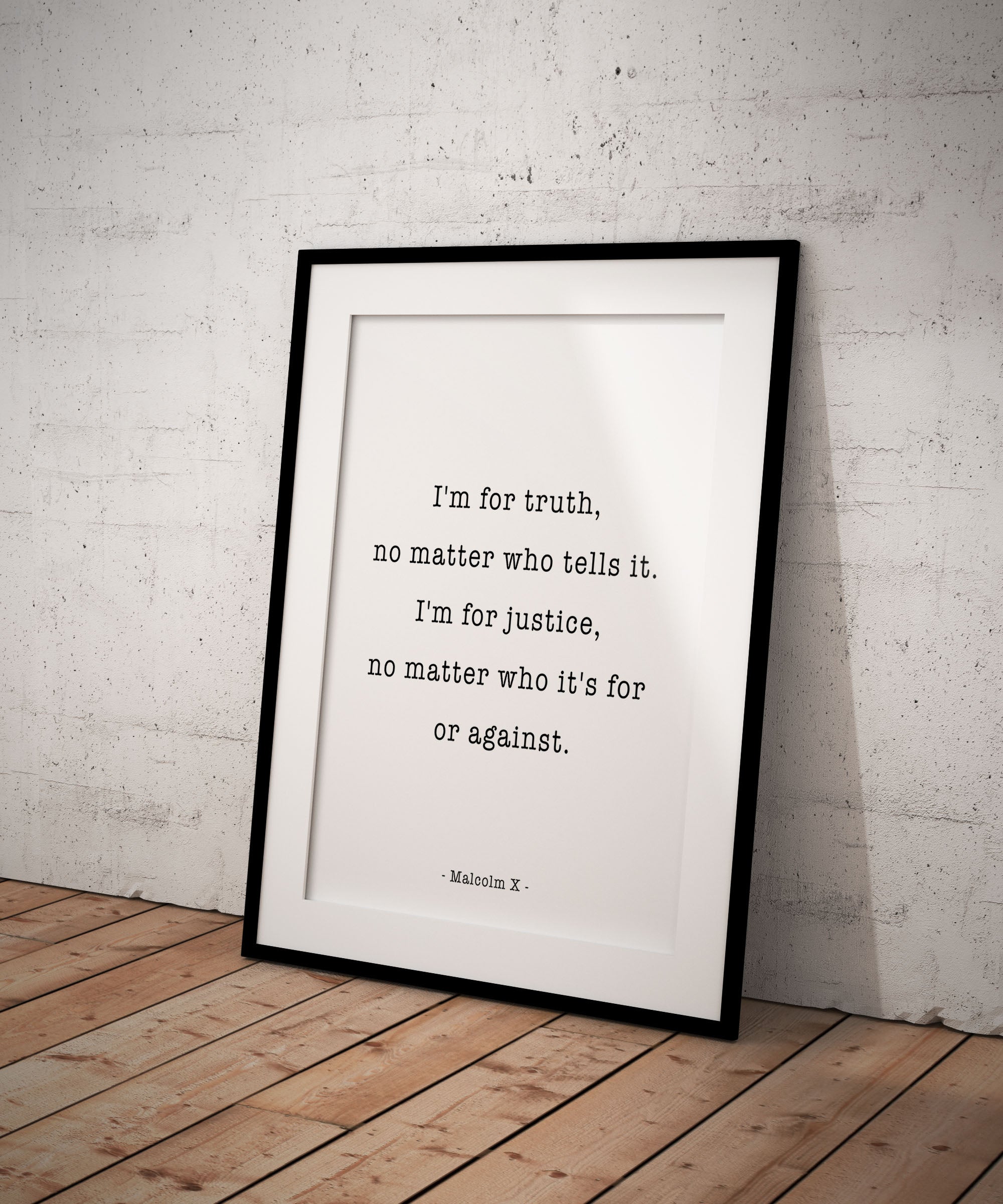 Malcolm X Truth and Justice Quote Print Civil Rights Typography Art