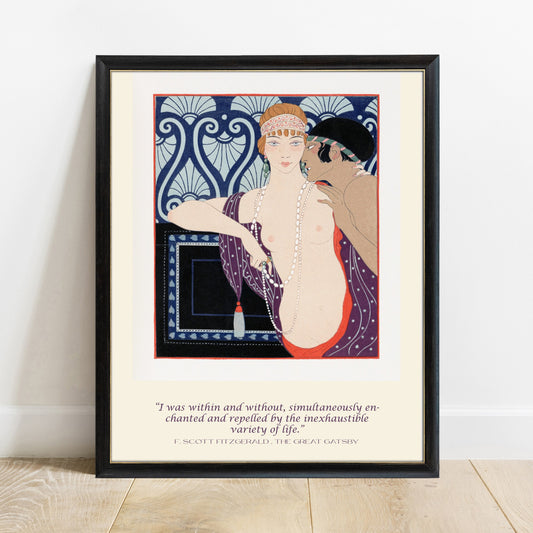 The Great Gatsby I Was Within And Without art deco print in black frame