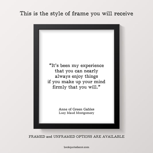 The style of black frame you will receive, framed and unframed options available