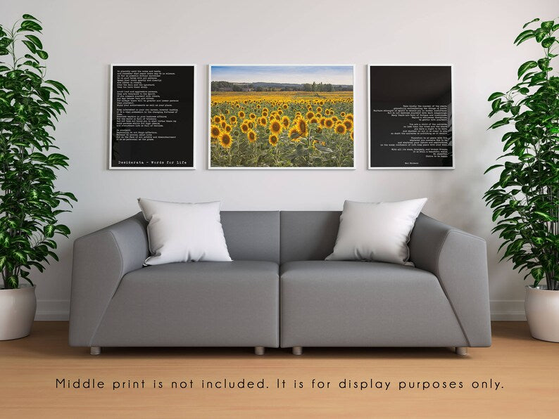 Desiderata poem print inspirational mental health wall art for therapist office wellness decor quote for calm mindful living retro style