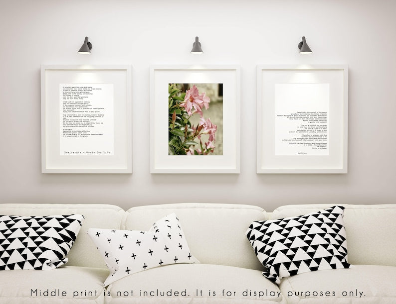 Desiderata poem print inspirational mental health wall art for therapist office wellness decor quote for calm mindful living retro style