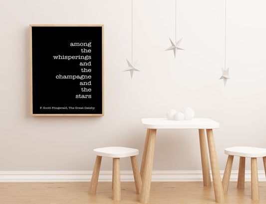 F. Scott Fitzgerald Print Champagne and Stars Quote from The Great Gatsby