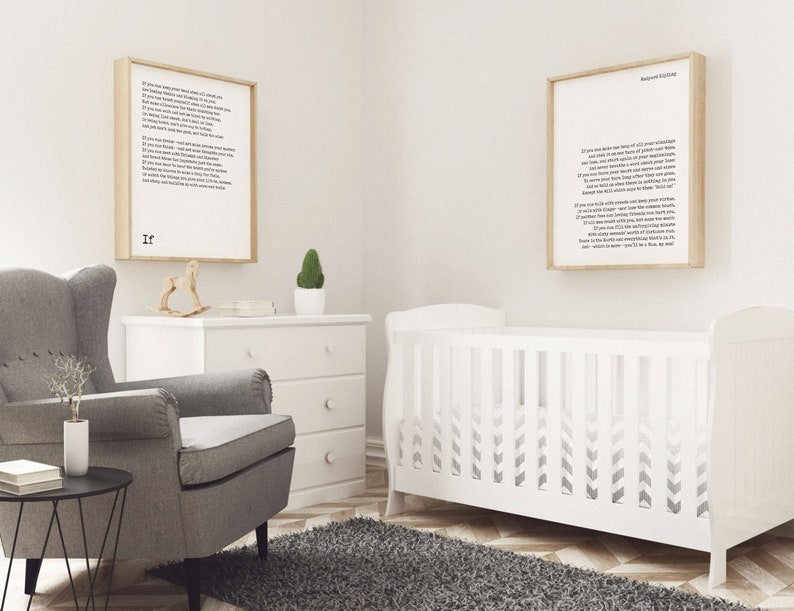 If poem wall art set of 2 prints rudyard kipling quote vintage literary decor gift for son manhood wisdom inspirational split poem set