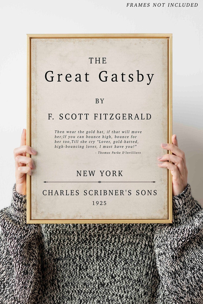 PRINTABLE The Great Gatsby Vintage Book Cover Print – F. Scott Fitzgerald – Digital Download
