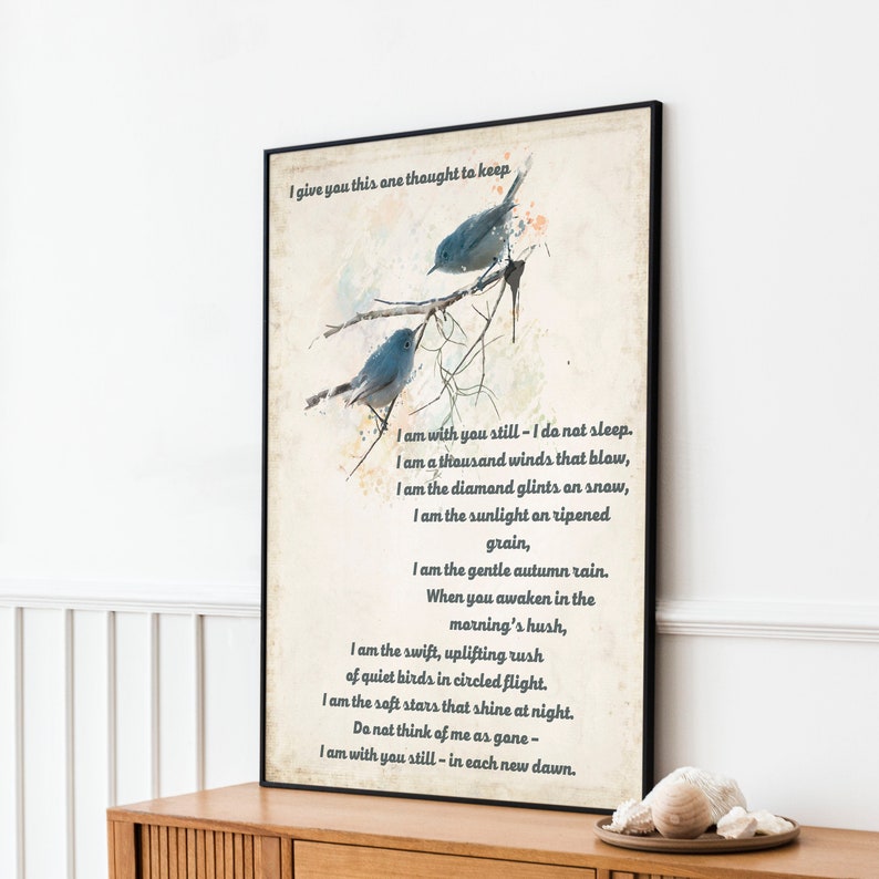 I Am With You Still Poem Print | Memorial Quote Wall Art | Bereavement Sympathy Gift Poster