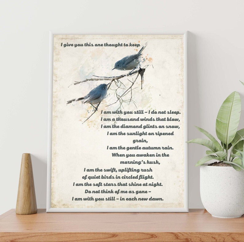 I Am With You Still Poem Print | Memorial Quote Wall Art | Bereavement Sympathy Gift Poster