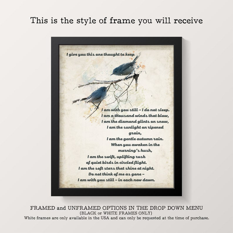 I Am With You Still Poem Print | Memorial Quote Wall Art | Bereavement Sympathy Gift Poster