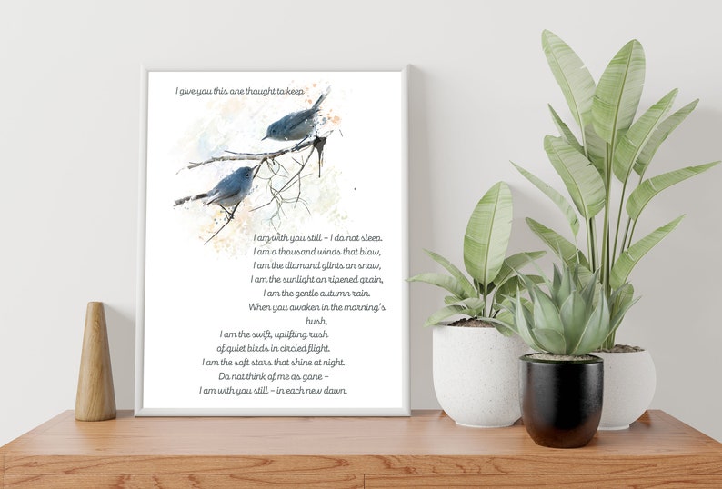 I Am With You Still Poem Print | Memorial Quote Wall Art | Bereavement Sympathy Gift Poster
