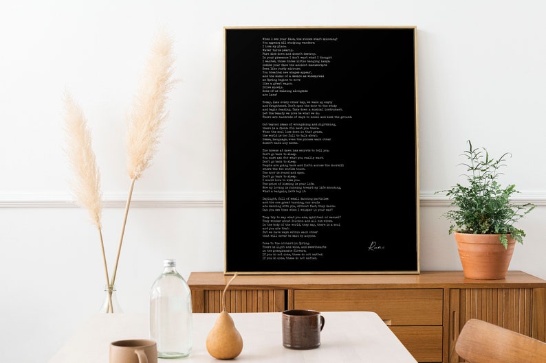 Rumi Inspirational Poem Wall Art, A Great Wagon , I’ll meet you there Minimalist Print Wall Decor, Print for Living Room or Bedroom Wall Art
