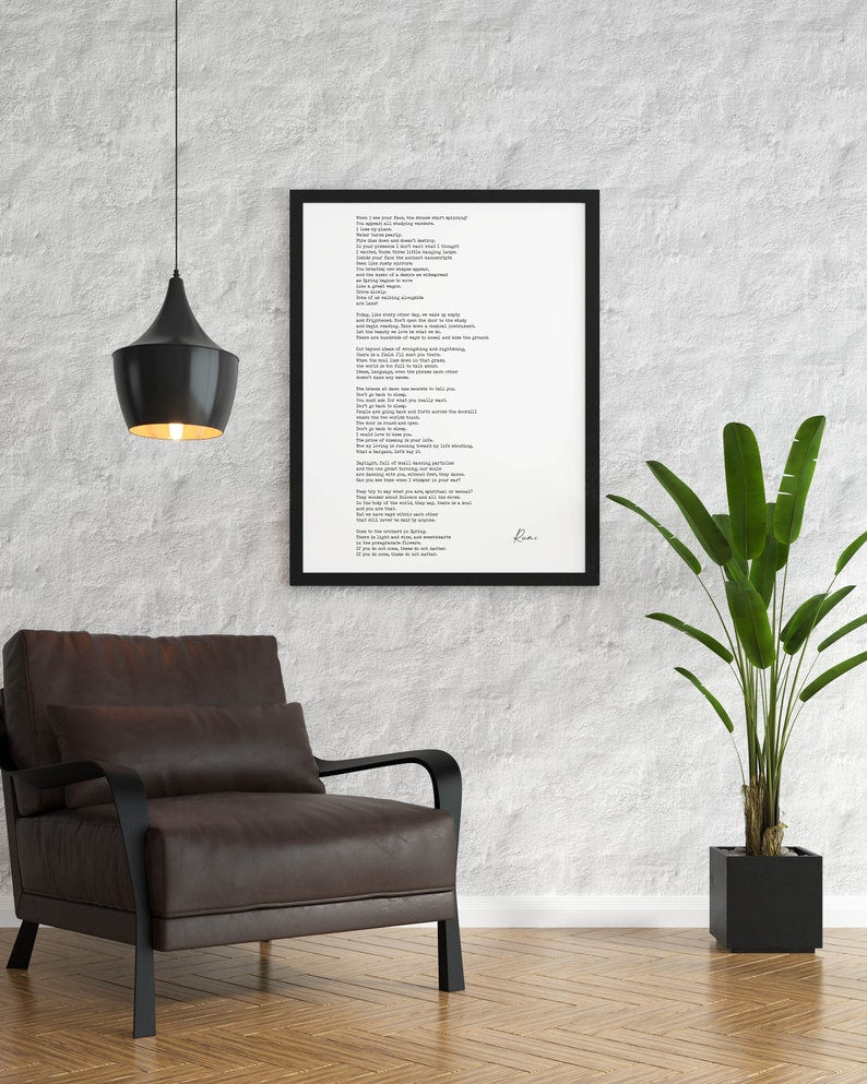 Rumi Inspirational Poem Wall Art, A Great Wagon , I’ll meet you there Minimalist Print Wall Decor, Print for Living Room or Bedroom Wall Art