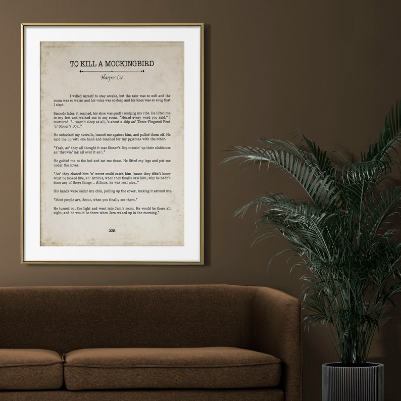To Kill a Mockingbird Book Page Inspirational Wall Art, Harper Lee Vintage Style Print Wall Decor, Last Page Ending Closing Lines