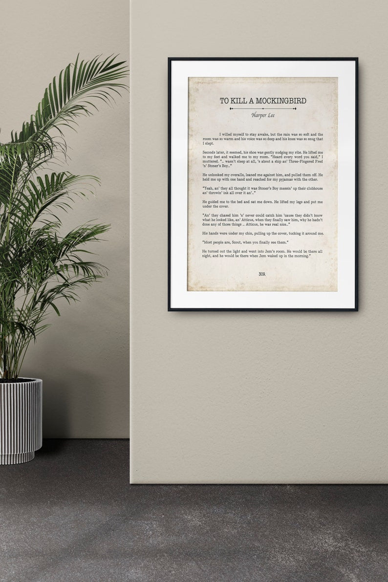 To Kill a Mockingbird Book Page Inspirational Wall Art, Harper Lee Vintage Style Print Wall Decor, Last Page Ending Closing Lines