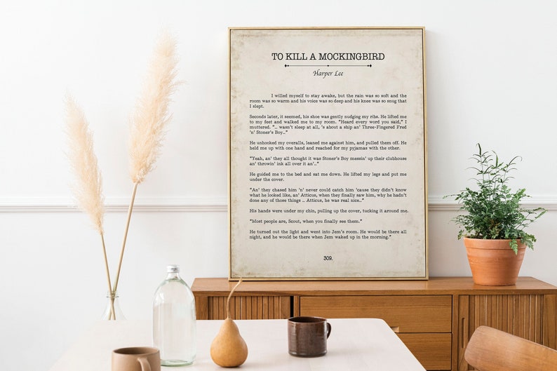 To Kill a Mockingbird Book Page Inspirational Wall Art, Harper Lee Vintage Style Print Wall Decor, Last Page Ending Closing Lines
