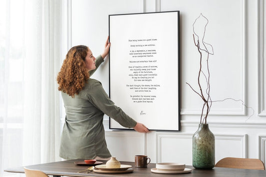Rumi Inspirational Poetry Wall Art, Guesthouse Poem Minimalist Print Wall Decor, Guest House Print for Living Room or Bedroom Wall Art