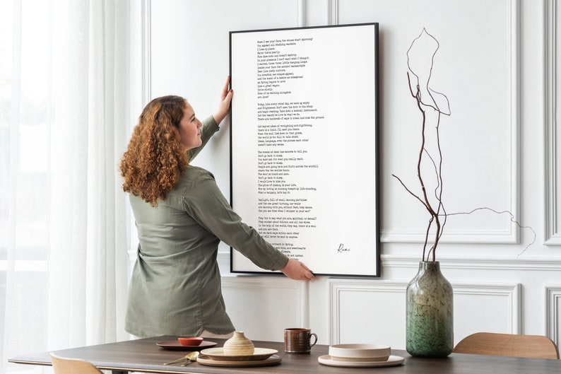 Rumi Inspirational Poem Wall Art, A Great Wagon , I’ll meet you there Minimalist Print Wall Decor, Print for Living Room or Bedroom Wall Art