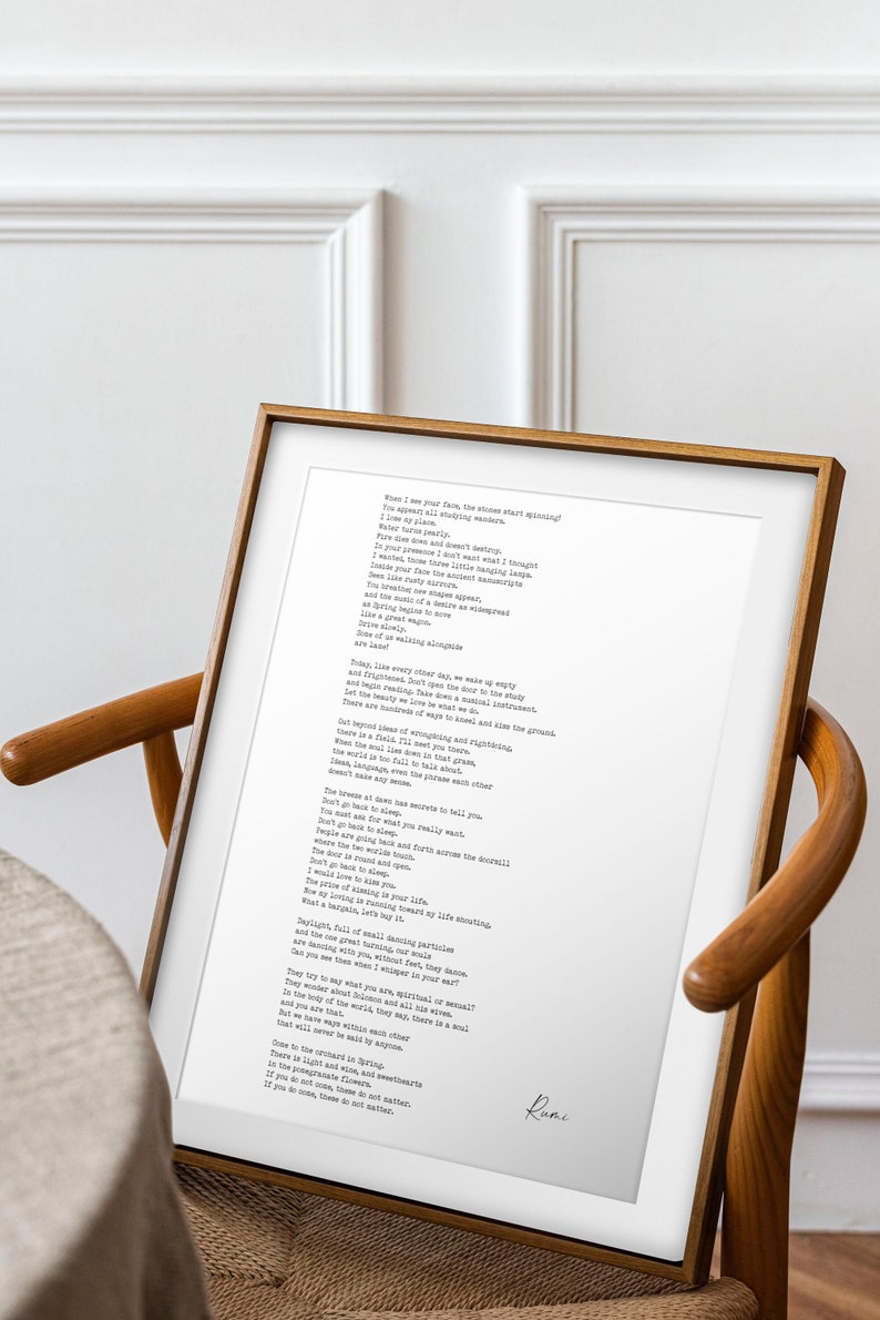 Rumi Inspirational Poem Wall Art, A Great Wagon , I’ll meet you there Minimalist Print Wall Decor, Print for Living Room or Bedroom Wall Art