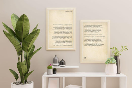 If poem wall art set of 2 prints rudyard kipling quote vintage literary decor gift for son manhood wisdom inspirational split poem set