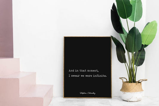 Stephen Chbosky We Were Infinite Quote Wall Art Modern Literary Poster Minimalist Print Perks of Being a Wallflower Decor