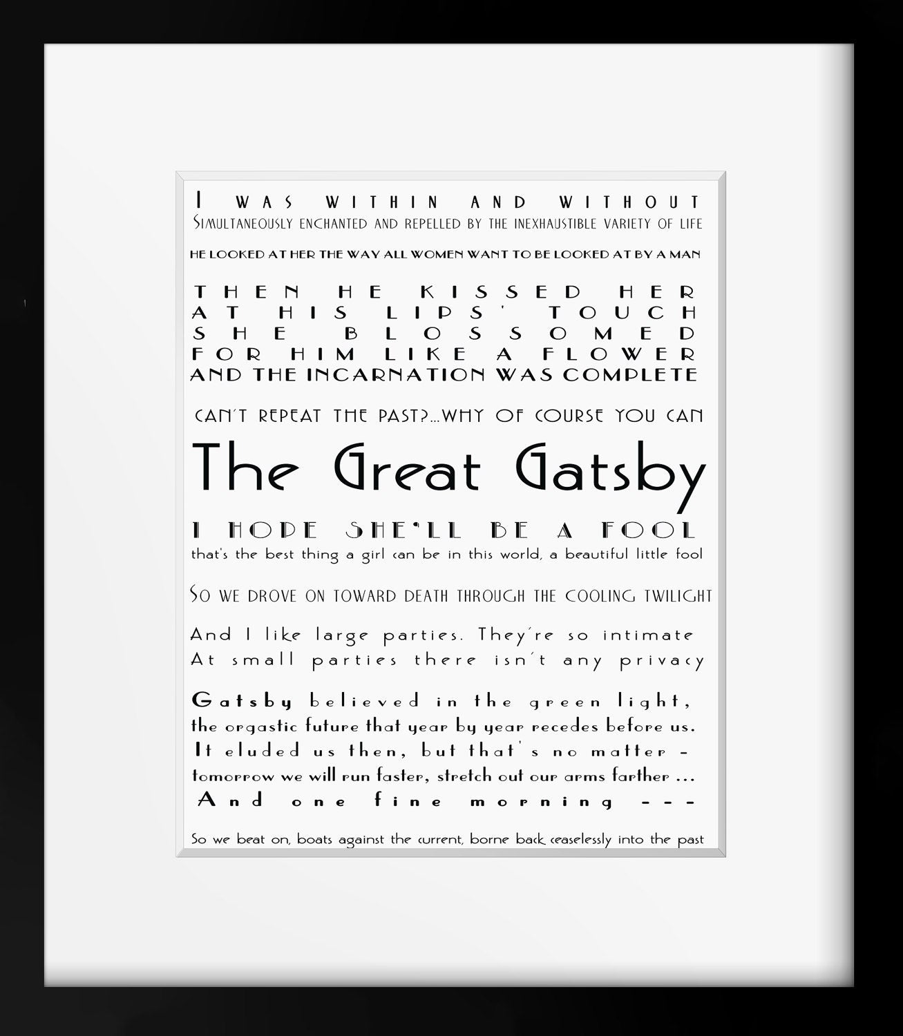 The Great Gatsby Quote Print – Fitzgerald Minimalist Literary Wall Art