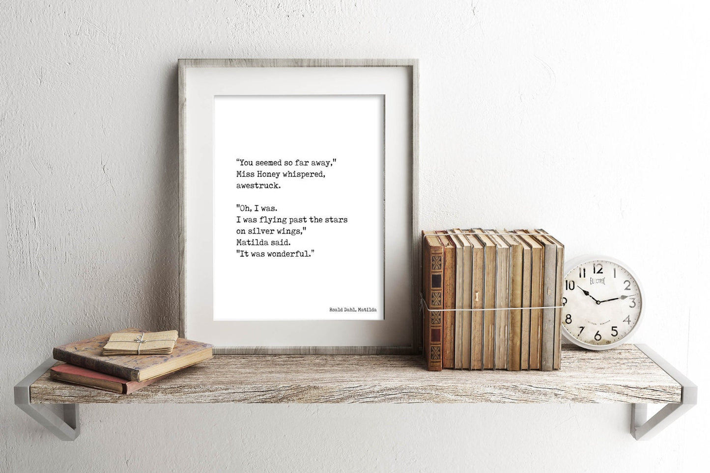 Matilda Quote Print  I Was Flying Past The Stars On Silver Wings Book Quote Typography Wall Decor for Kids Room Wall Art
