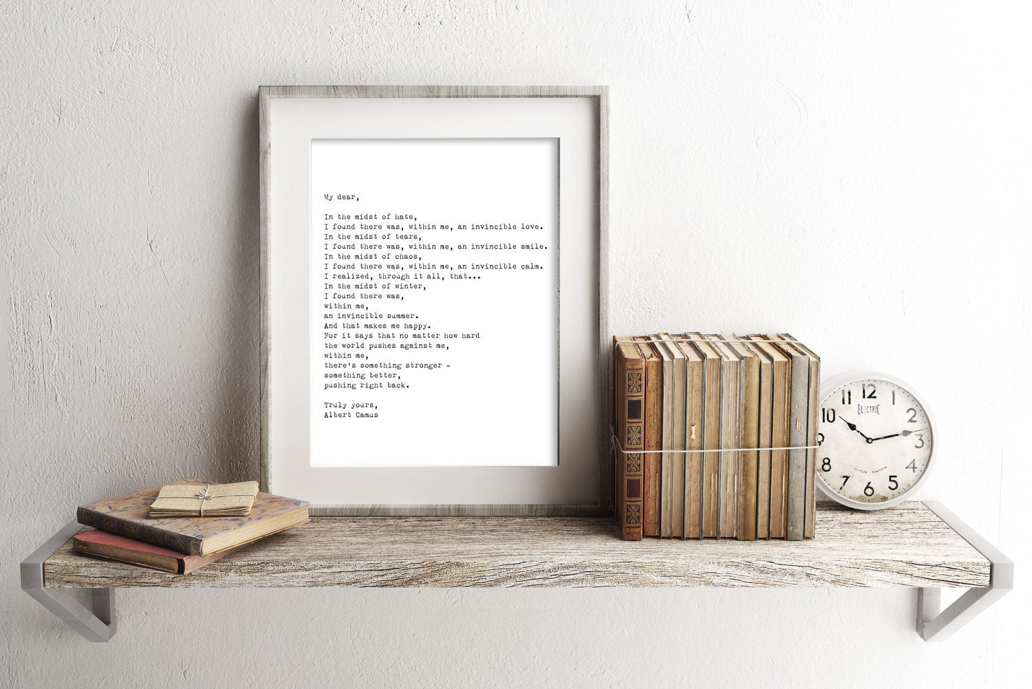 Printable Literary Print - Albert Camus Classic Quote Art - Invincible Summer Instant Download