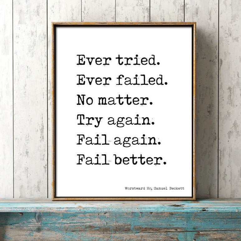 Samuel Beckett Try Again Quote Print Downloadable Printable Wall Art